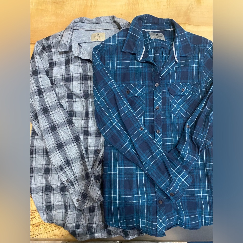 Lot of TWO Wind River 100% Cotton Plaid Button ups
